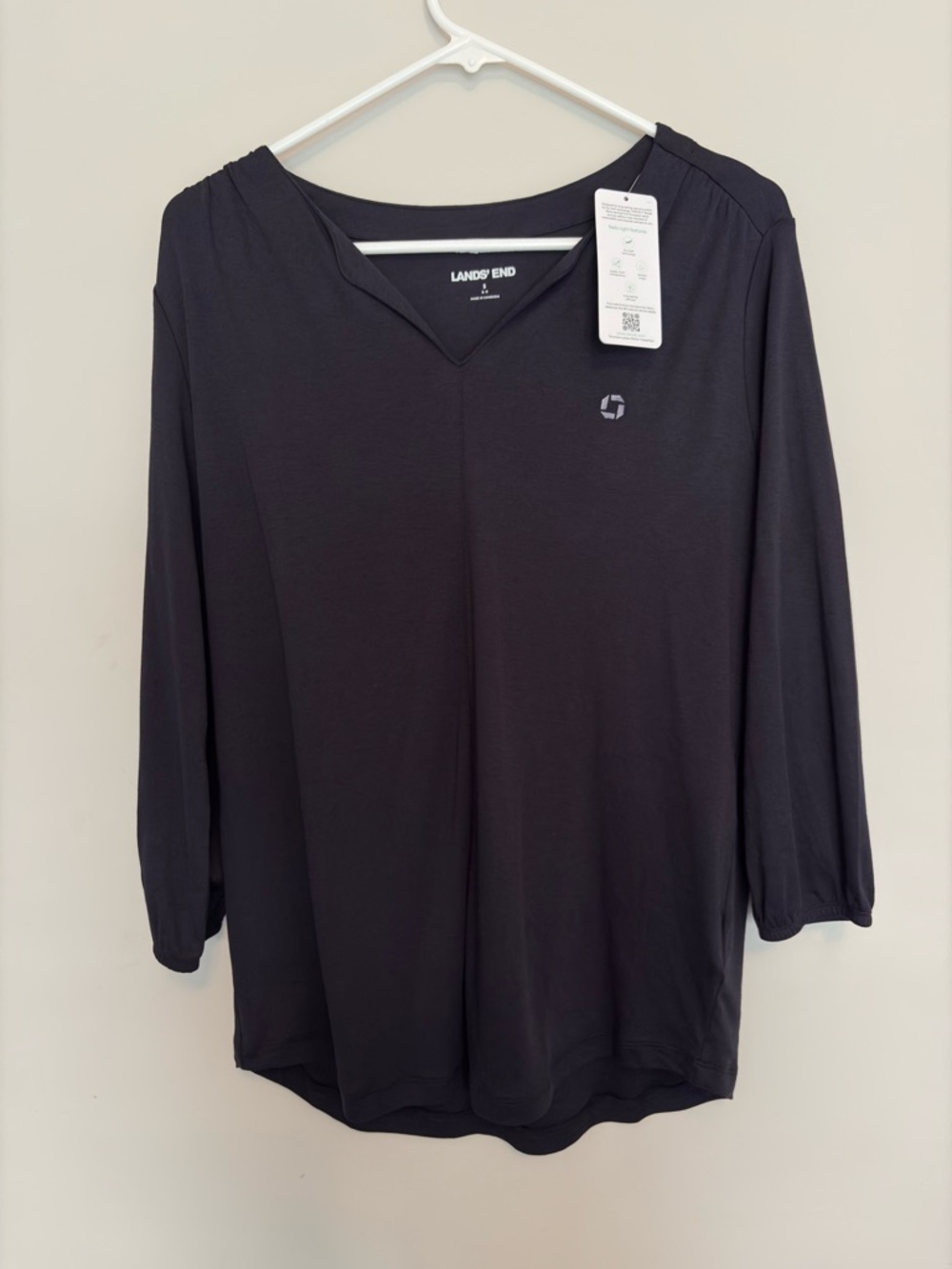 Lands' End Navy blue Long-Sleeve V-Neck Tee